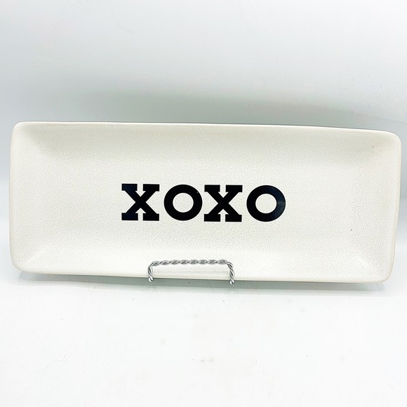 Pottery Barn Other - Pottery Barn XOXO Ceramic Serving Tray White Rectangular Valentine Decor 12"